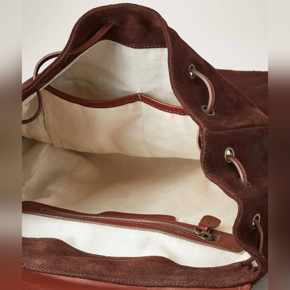SUNDANCE Simplicity Brown Leather Studded Flap Backpack - Picture 6 of 13
